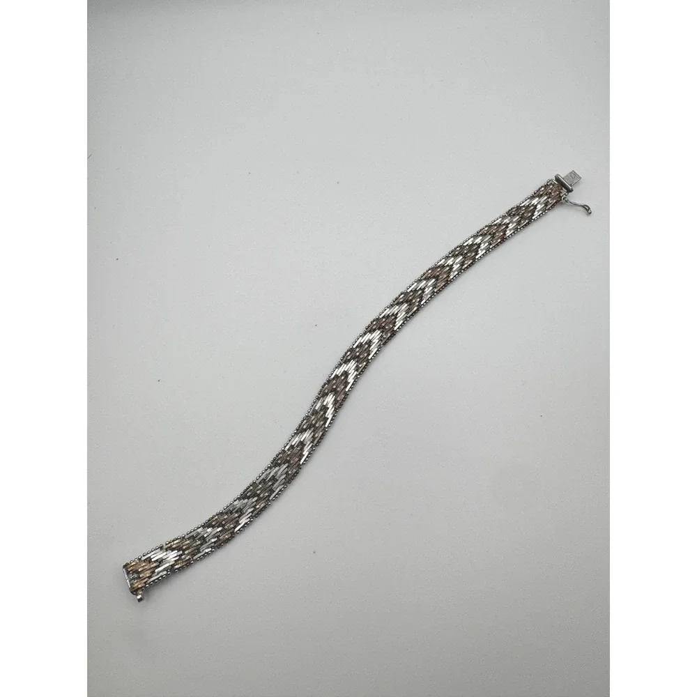 Vintage Milor Bracelet Italy Sterling Silver Riccio Chevron Link 925